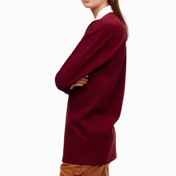 Aritzia Tna Covenham Long Sleeve T-shirt Embroidered Burgundy Red Size XS - Picture 3 of 13